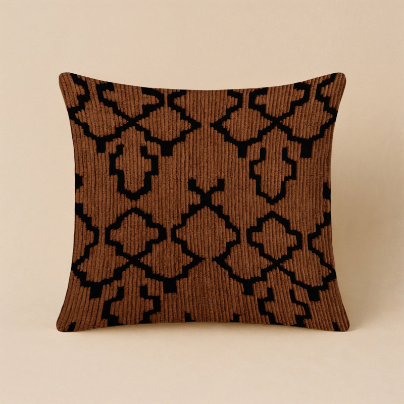 Coussin décoratif intérieur et extérieur brun Trellis, Carré 18 po, Treillis brun 326