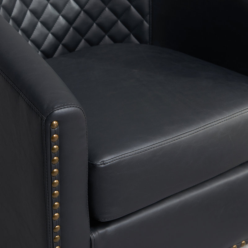 Petit fauteuil pivotant 29 po Oscar, Similicuir noir