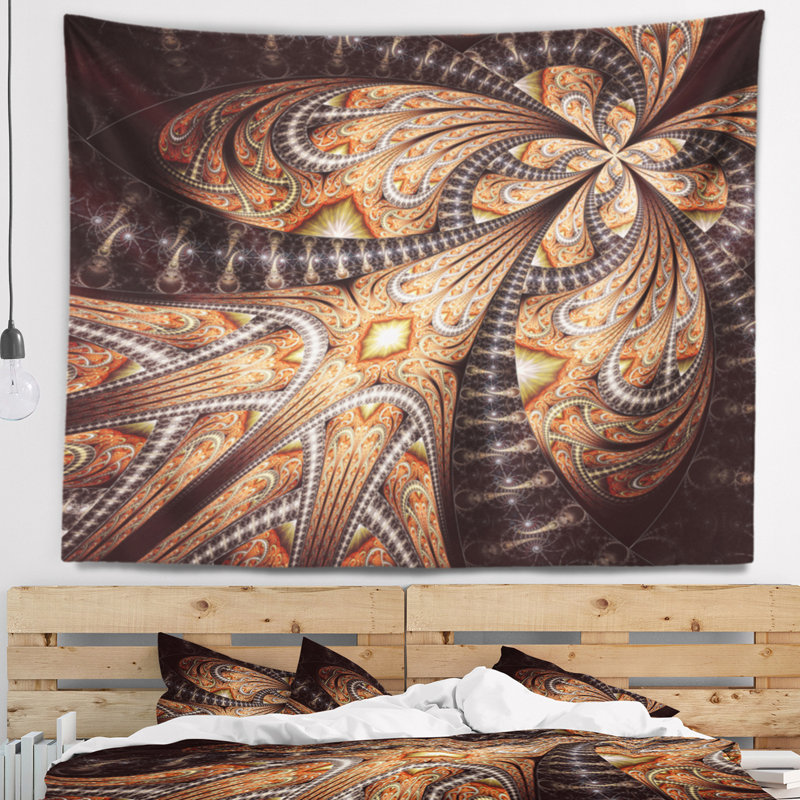 Tapisserie fleur abstraite à fleur symétrique, H 68 po x l 80 po