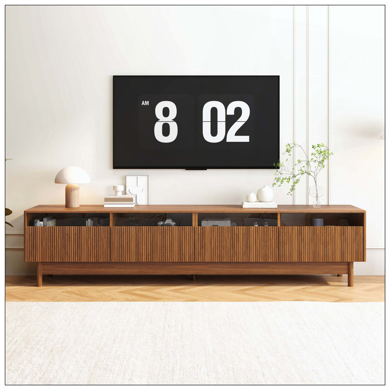 Meuble télé avec tiroirs en verre