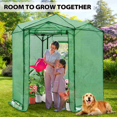 6.6 x 6.6 Ft Hexagon Outdoor Portable Walk-In Hobby Greenhouse, Flower House