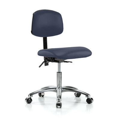 PERCH Chrome Laboratory Chair with Adjustable Back Support | Desk Height 17-22"
