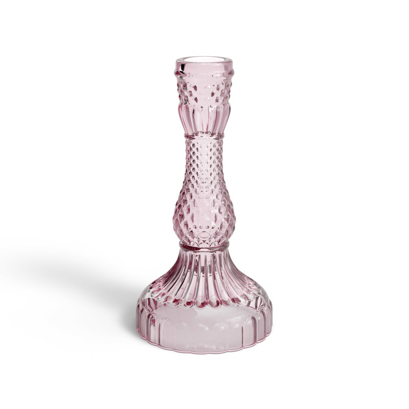 Samira Glass Tabletop Candlestick, Pink