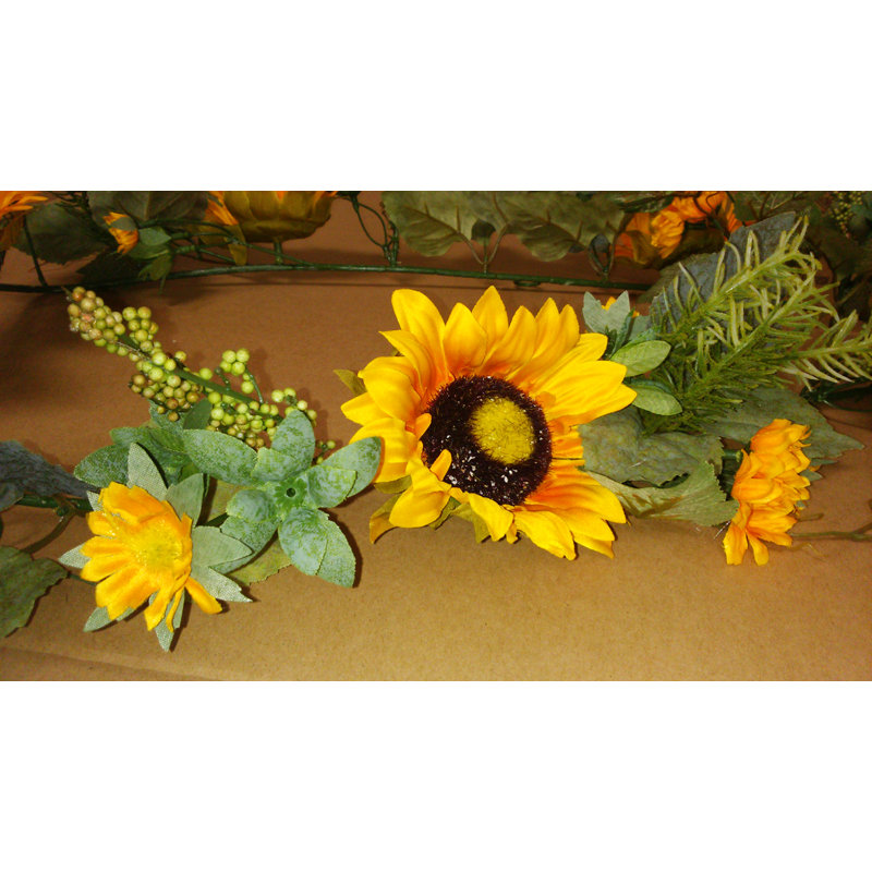 Guirlande de tournesol artificiel avec mini baies, Or