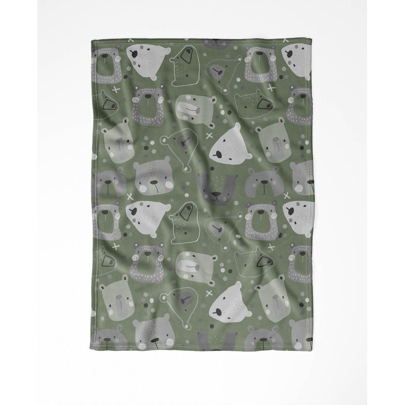 Bear Face, Light Green, 50" W x 60" L