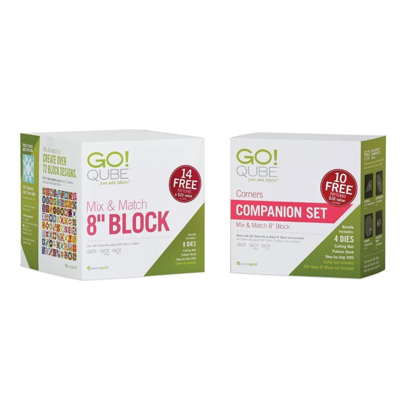 AccuQuilt GO! Ensemble de blocs de 8 pouces Qube Corners Companion Companion