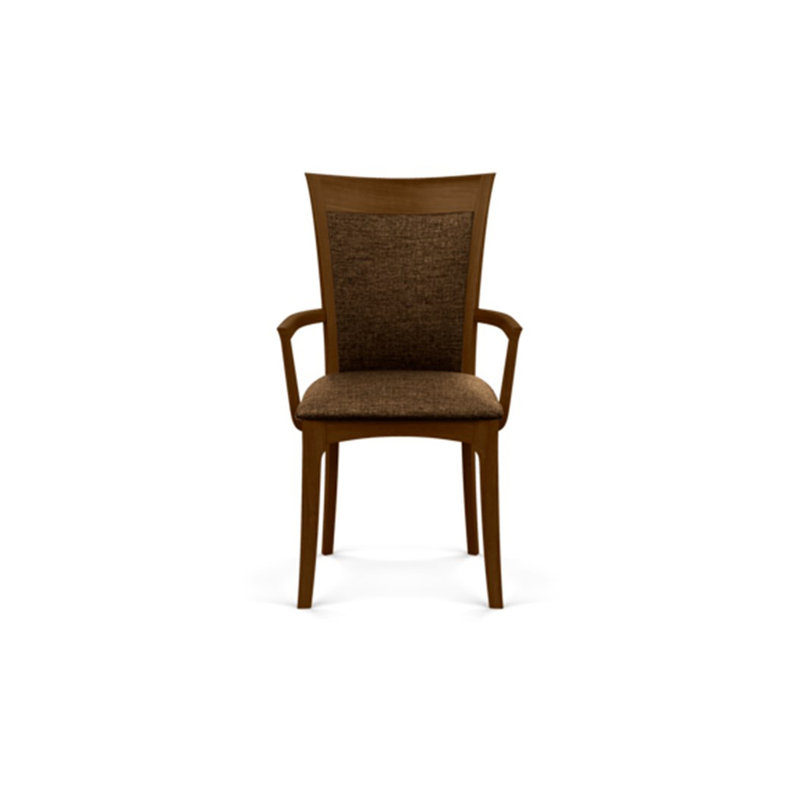 Morgan Upholstered Arm Chair, Natural Walnut, Microseude Onyx