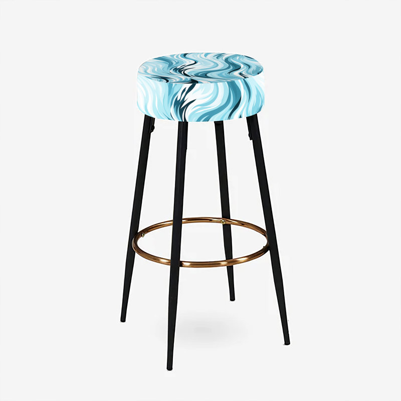 Blue and White Zebra Abstract Harmony - Ensemble de 2 tabourets de bar abstraits
