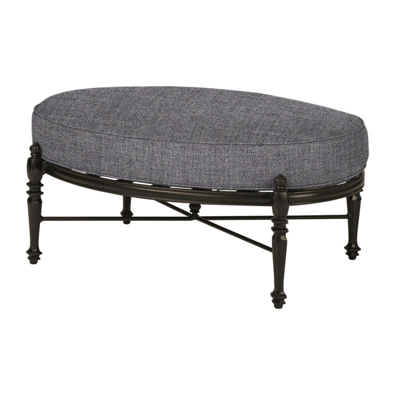 Grand Terrace Oval Ottoman with Sunbrella Cushions, Desert Bronze, Cast Slate Sunbrella® Plainweave