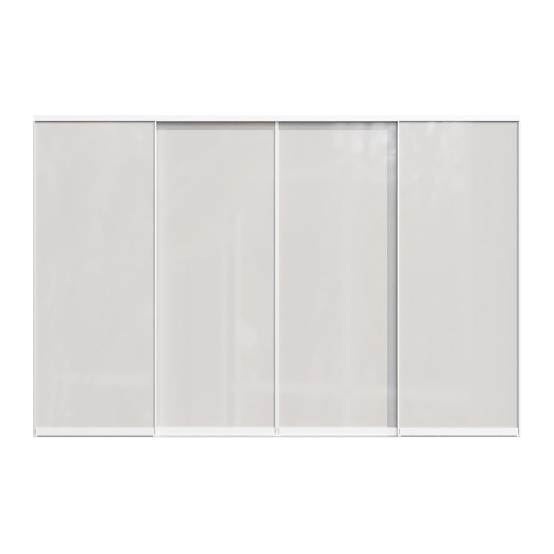 4-Panels Aluminum Frame Tempered Glass Room Divider Closet Sliding Doors With Hardware Kit, 120" x 80"