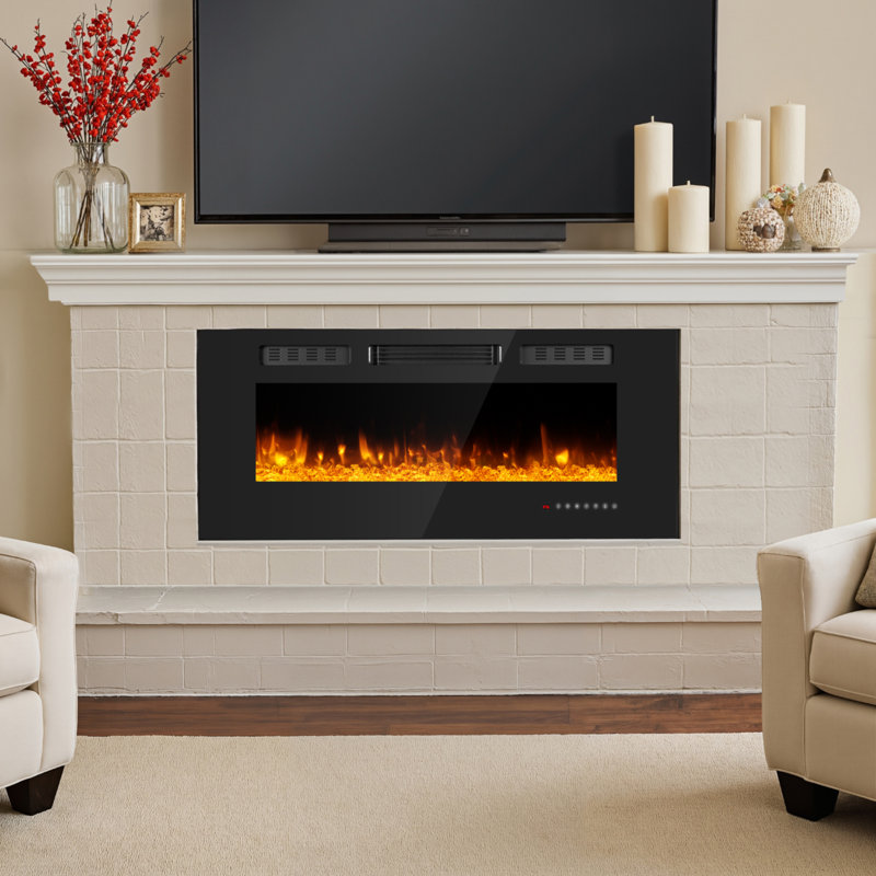 Foyer électrique 42 "avec flamme 12 couleurs - encastré / mural, télécommande, H 18,11 po x l 41,96 po x P 4,17 po