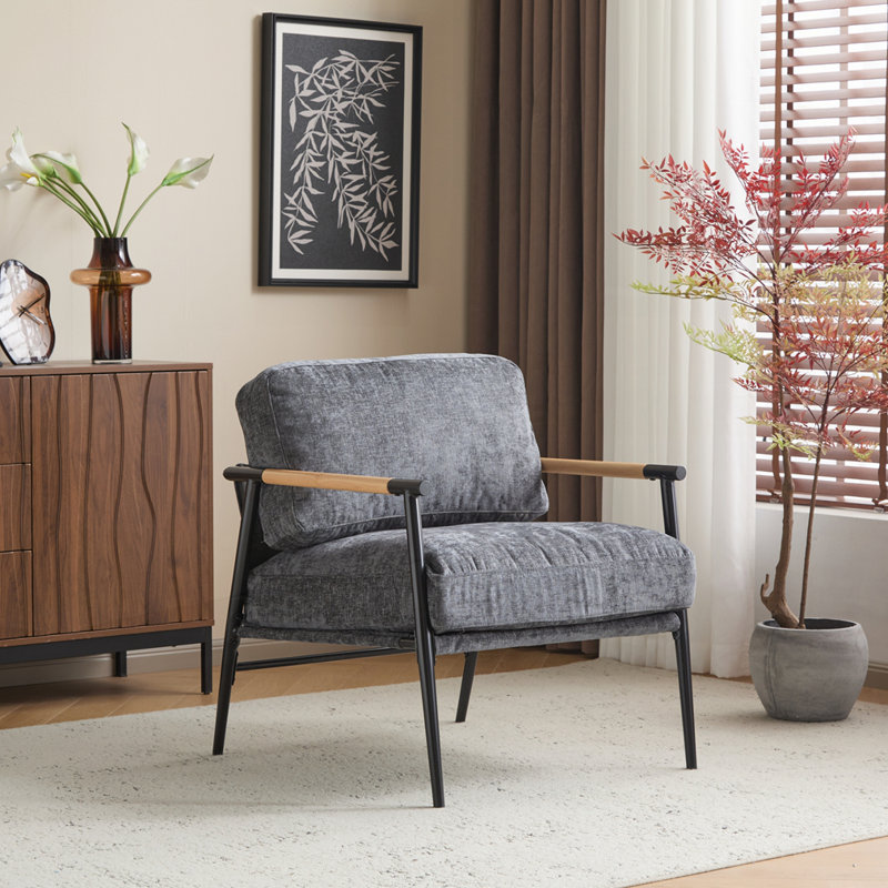 Chaise d'appoint moderne 27,56 po, Gris, Noir