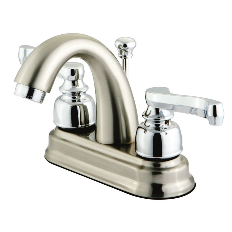Royale Centerset Bathroom Faucet with Drain Assembly, Brushed Nickel/Polished Chrome