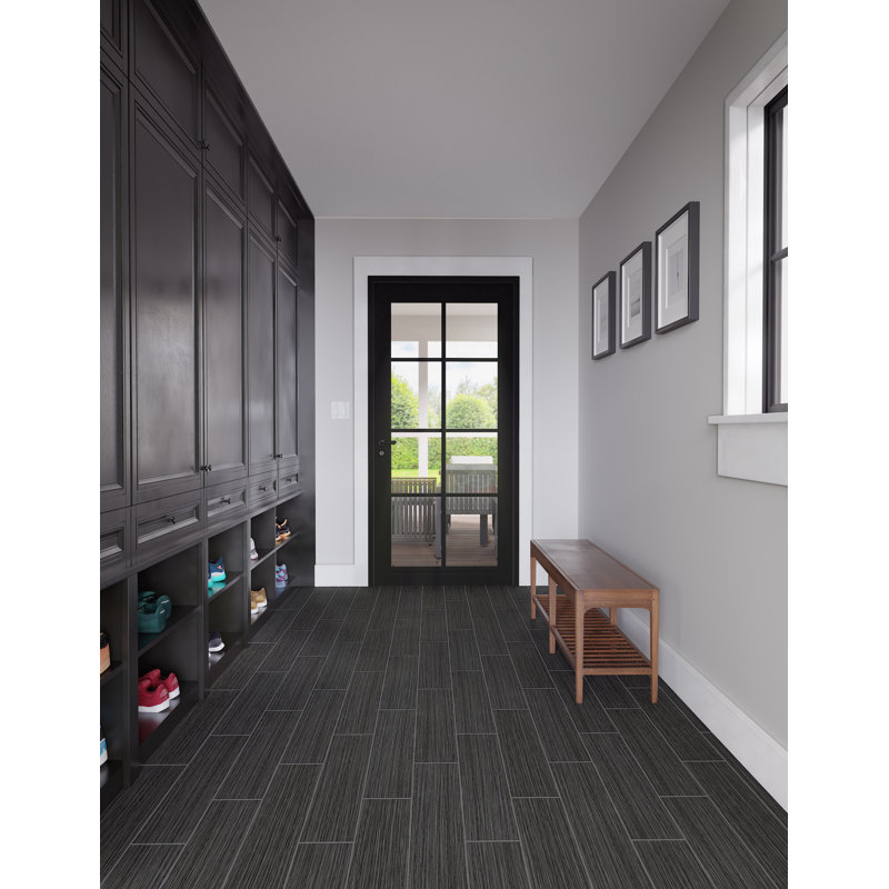 Fabrique 6" x 24" Porcelain Wood look Tile, Gris Linen