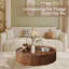 Table basse élégante avec 2 tiroirs de rangement, plateau en grain de bois de noyer, table de salon moderne, installation facile-894709483