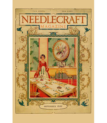 «Réglage de la table avec du lin» par Needlecraft Magazine, publicité vintage