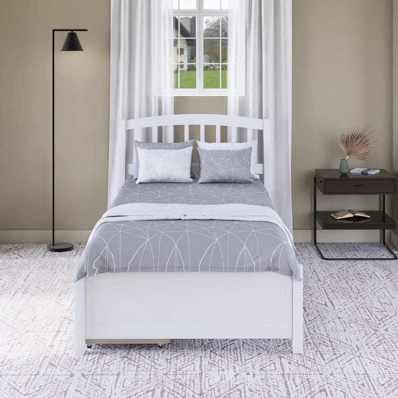 Lit plateforme avec tiroirs en bois, Blanc