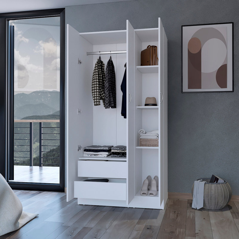 Armoire 3 portes avec tringle, Blanc