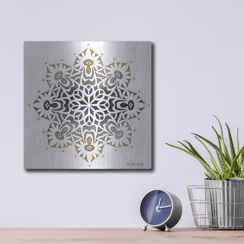 "Mandala sur blanc" par Cindy Jacobs, H 12 po x l 12 po