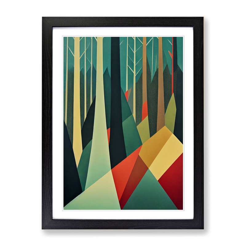 FRM-V0523-1005X Forest Mid Century Style Vol.2 - Picture Frame Print, 64cm H x 46cm W x 2cm D, Walnut Framed
