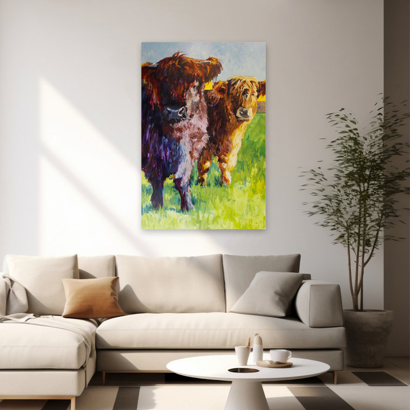 Minuit et whisky - animaux, animaux, vaches, art, H 60 po x l 40 po