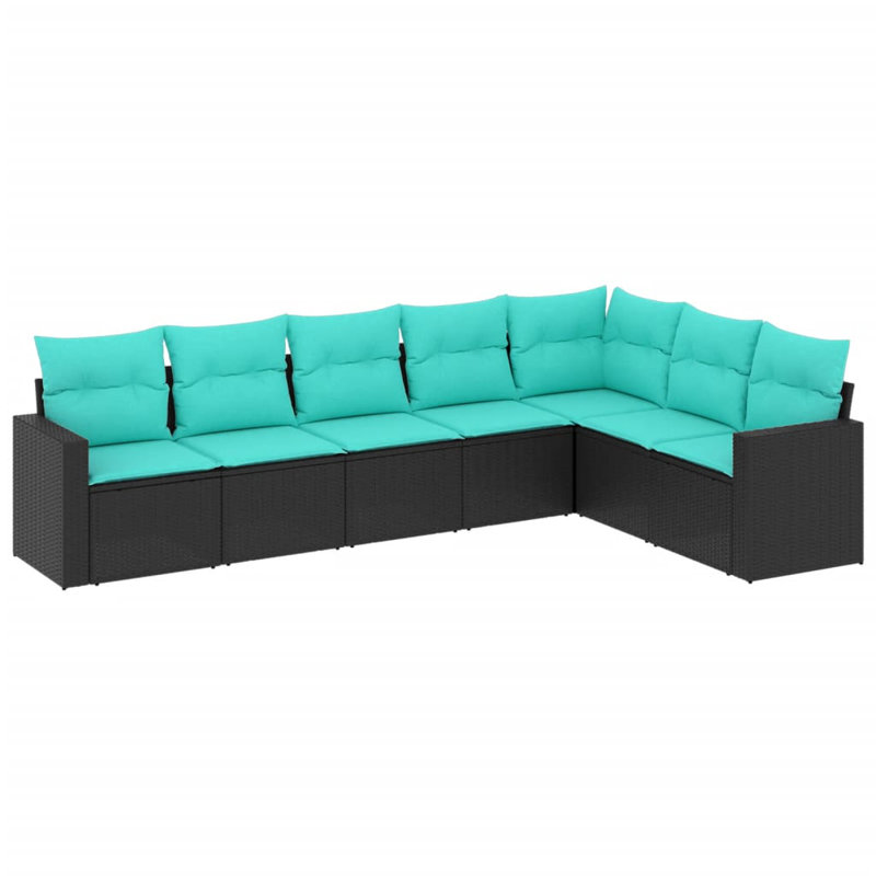 Ensemble de canapé de jardin en acier, Bleu sarcelle, Noir