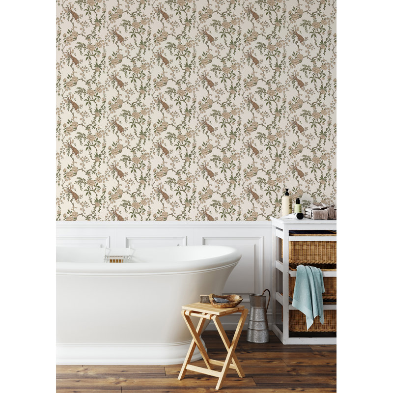 Lady Charlotte Birdsong 10' L x 24" W Wallpaper Roll, Brown, Non-pasted, Paper
