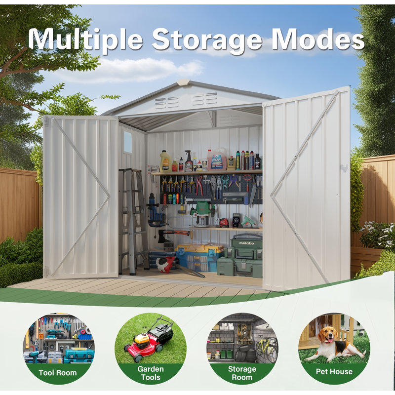 6X3.5Ft Metal Storage Shed,Tool Shed With Peaked Roof Waterproof With Clear Window And Lockable Door Compact Tool Shed For Garden, Backyard,Patio,Sundries And Bike Storage