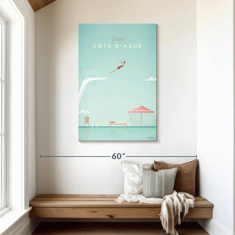Affiche de voyage rétro Aime Cote D'Azer, H 45 po x l 30 po