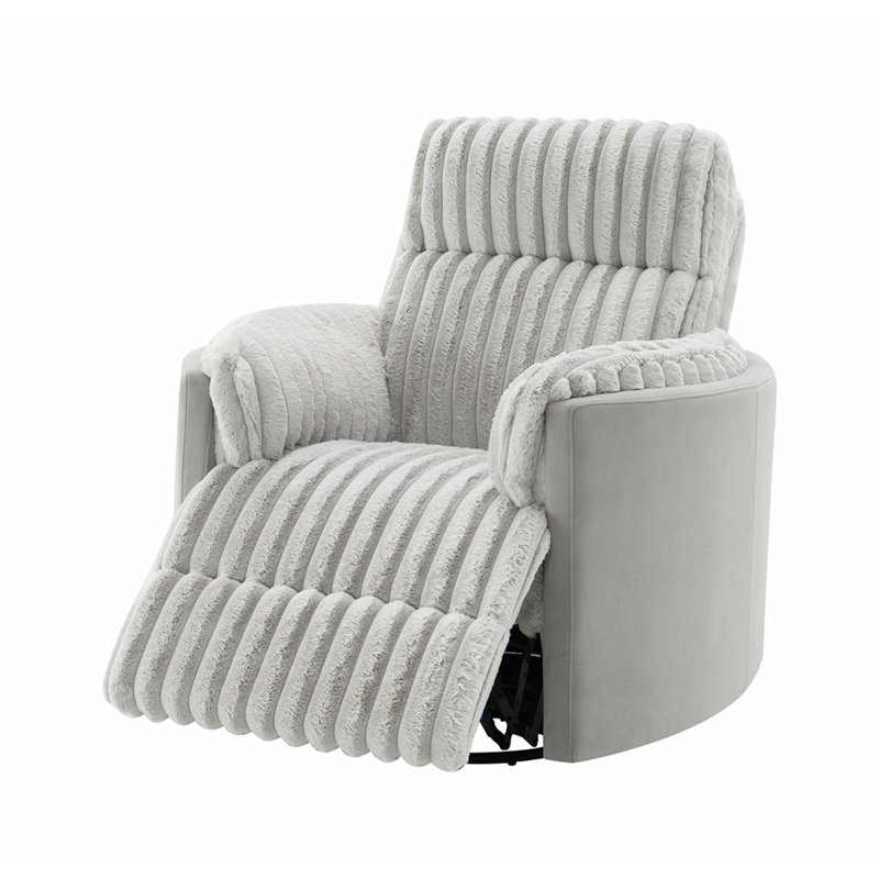 Fauteuil inclinable à bascule en velours côtelé gris avec pivot