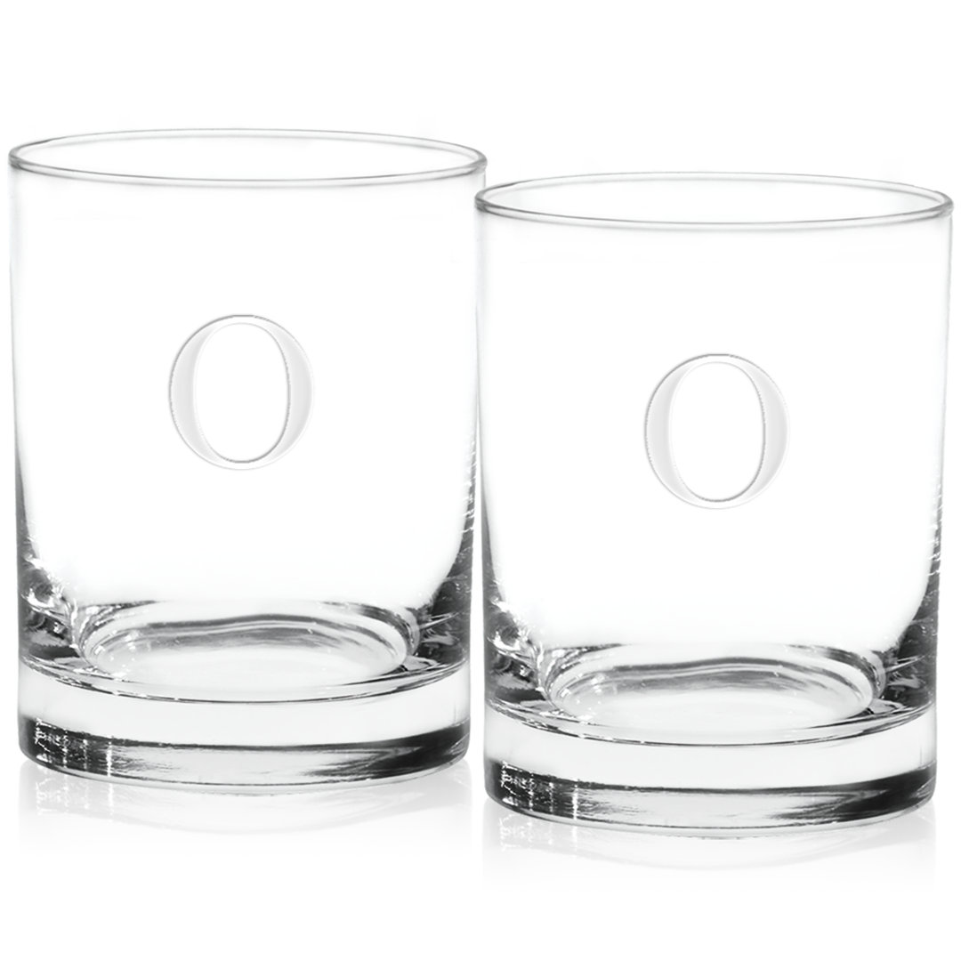 Culver Deep Etched Letter Monogram 14 oz. Whiskey Glass (Set of 2) Culver