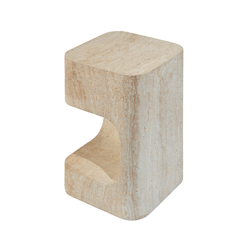 Table d'appoint d'extérieur asymétrique en pierre artificielle, Brun