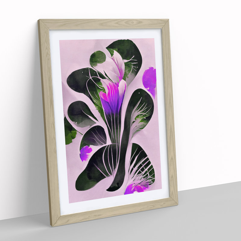 Flowers in Abstract No.3 - Framed Print, 46cm H x 34cm W, Oak