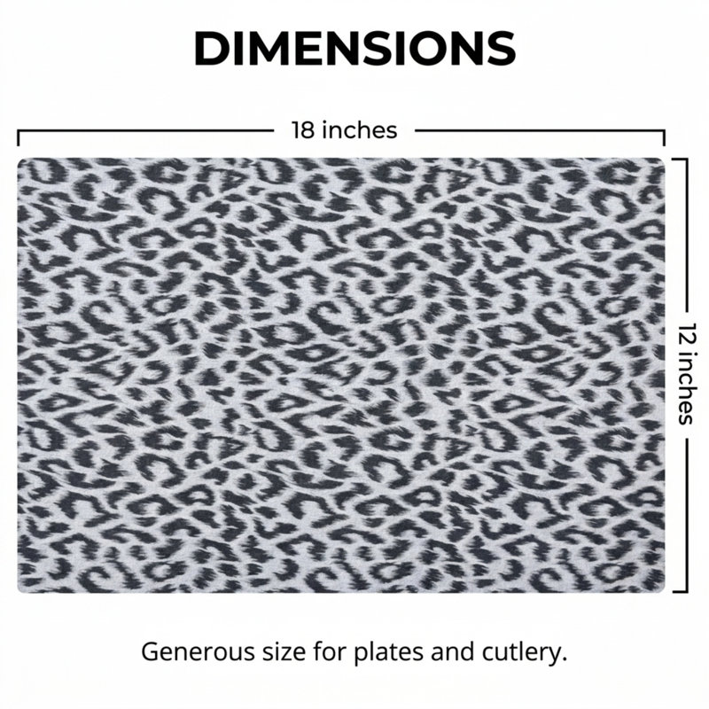 Ensemble de 6 napperons imprimés léopard Leopard, Noir / blanc