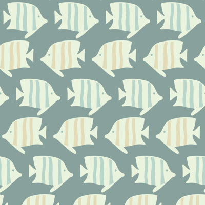 Poisson côtier - Papier peint vert tropical