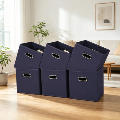 Bacs de rangement en tissu, casiers de rangement 13 x 13 x 13 pouces, boîtes de rangement pliables avec poignées doubles, panier de rangement pliable, ensemble de 6 pour placard, salle de jouets et rangement de bureau