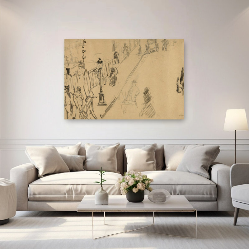 Rue Mosnier, vers 1878. Estampe d'art mural abstrait contemporain représentant une ville., H 40 po x l 60 po