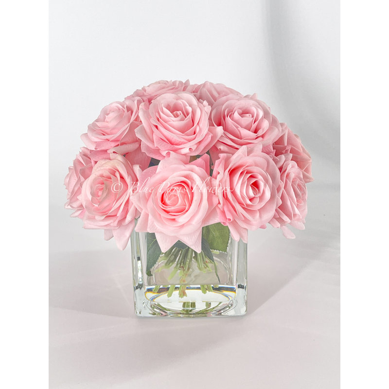 Centre de table artificiel Real Touch Rose, Rose