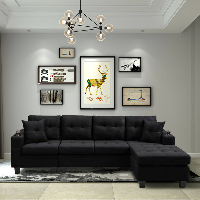 Canapé modulaire droit avec repose-pieds, canapé d'angle convertible avec rangement pour accoudoirs, idéal pour les salons modernes et les appartements en gris, modulaire