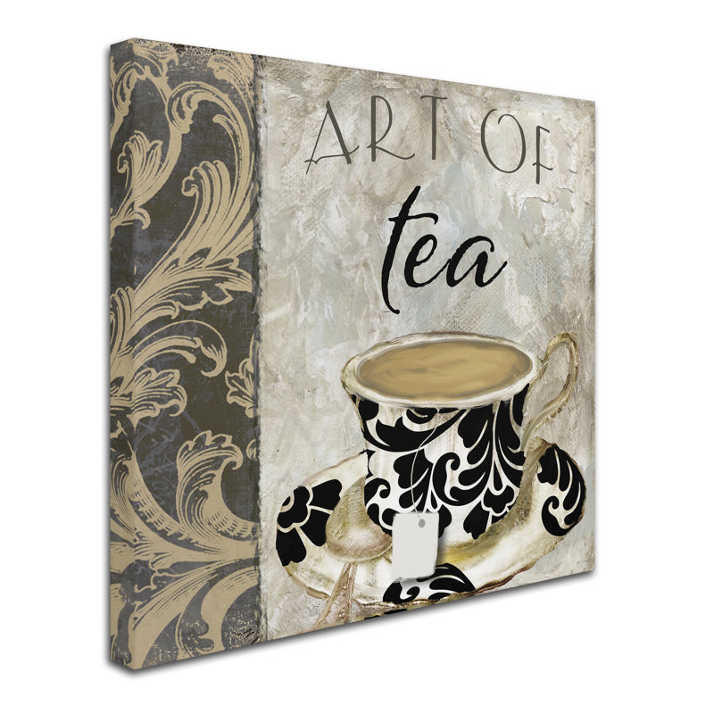 Art of Tea Decorative Canvas with Black and Beige Teacup