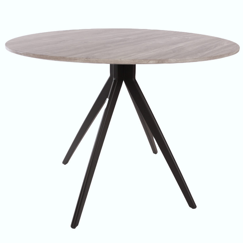 Huetter aspen 1000mm oak foiled round table & 4 fabric chair Set, Grey, Grey Oak