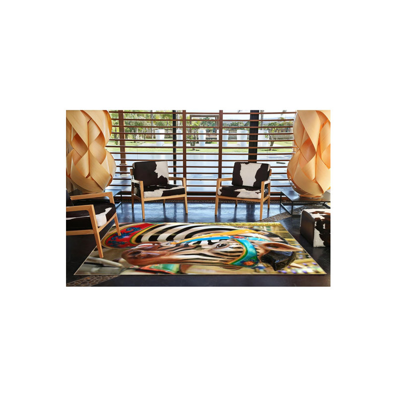 Tapis décoratif à motif zébré lavable à la machine, Sous-tapis rectangulaire 3 pi 11 po x 5 pi 11 po i