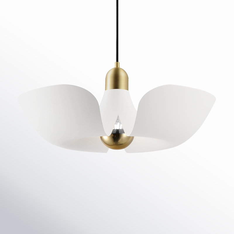 Arth Single Light Dimmable Pendant, Satin Brass/White