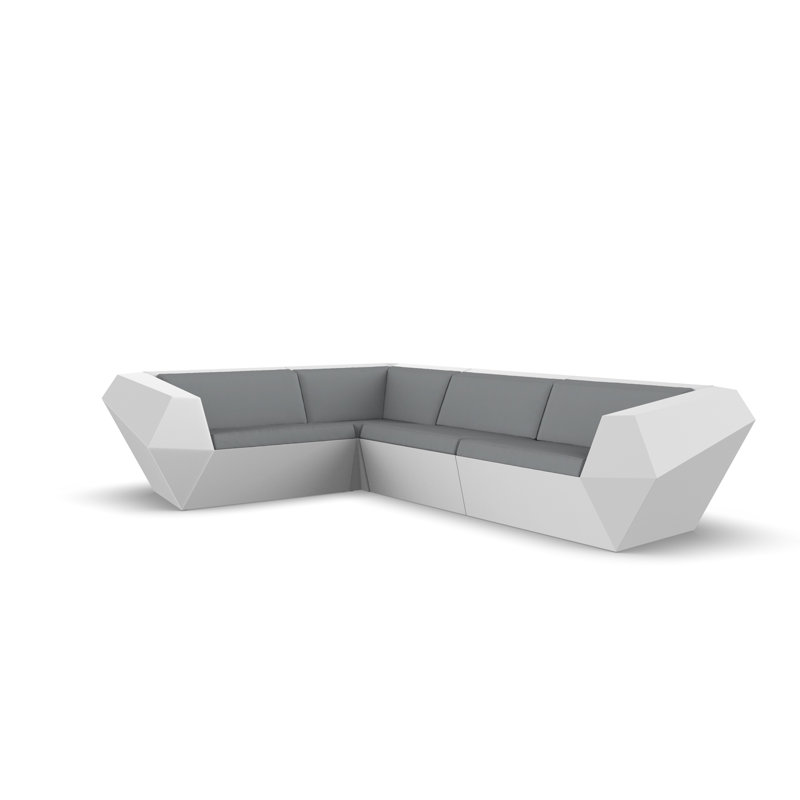 Faz 122.5" Wide 4-Seat Outdoor Reversible Patio Sectional with Cushions, White, White