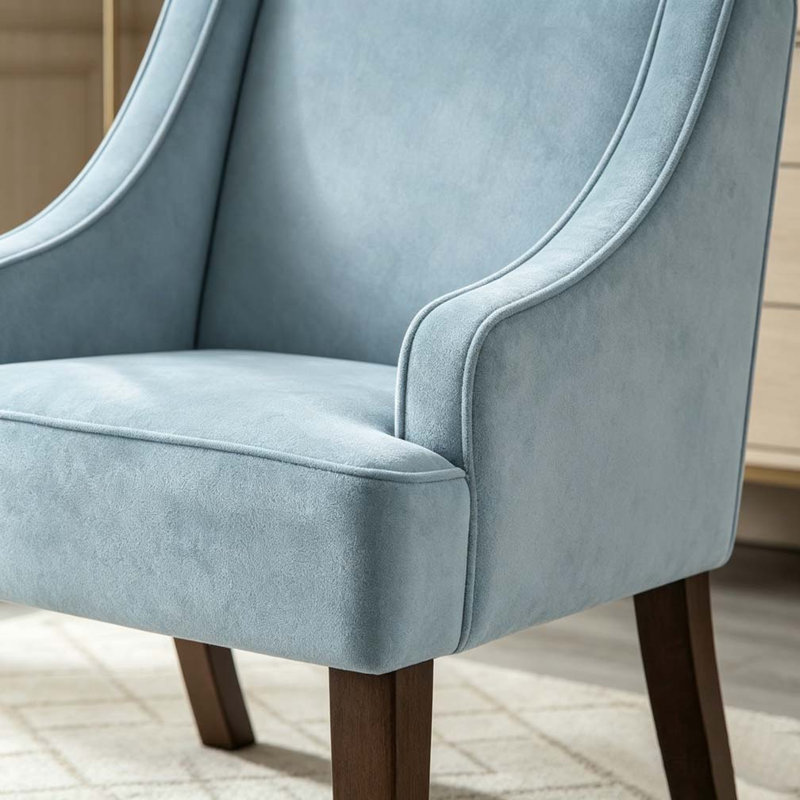 Chaise d'appoint moderne, fauteuil rembourré avec pieds en bois massif, Velours, Verre de mer