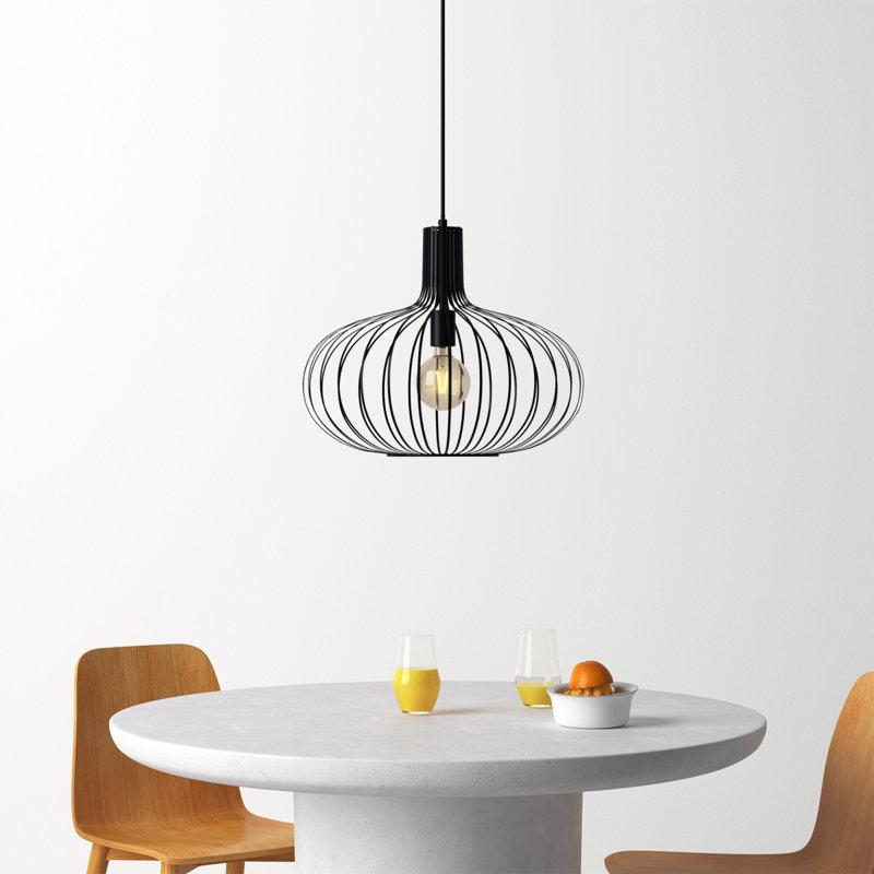 Black Geometric Iron Shaded Pendant Light Fixture