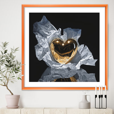 Abstract Canvas Wall Art, Heart Gold Graphic Print - Heart of Gold