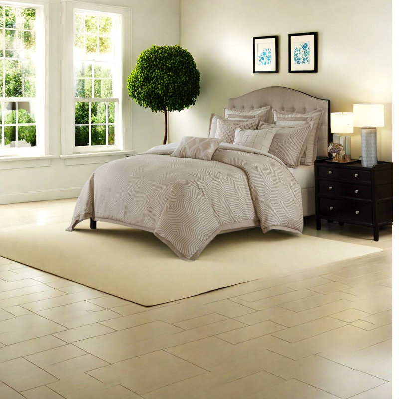 Luxury Tan Ivory Bedding Sets, Polyester Jacquard, Modern Elegance For Home