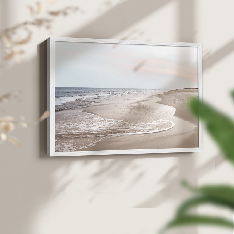 Corolla Soft Shore - Imprimé encadré - Restickable, H 11 po x l 14 po, Blanc