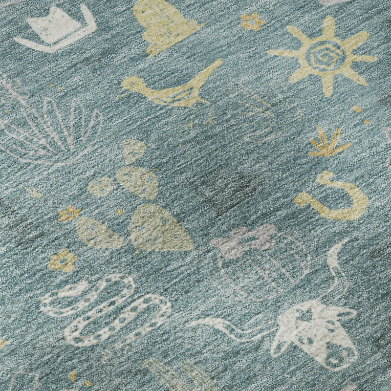Tapis de qualité supérieure lavable à la machine Villers, Sarcelle, 10' x 14'